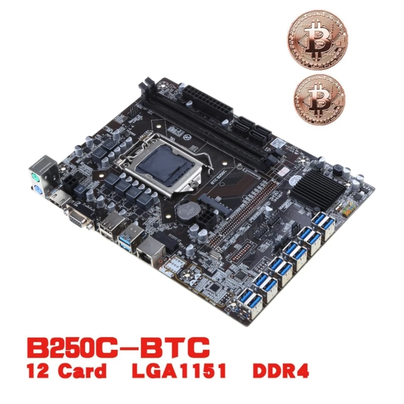 Материнская плата A9LC Miner B250C BTC для набора процессоров 12 слотов видеокарт