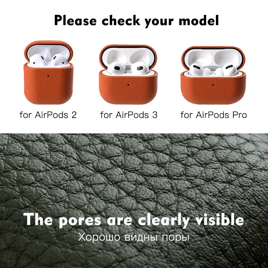 Фото Защитный чехол Melkco из натуральной кожи для AirPods Pro, защитный чехол для Bluetooth-гарнитуры для Apple AirPods 3 2, высококачественный чехол для гарнитуры №3