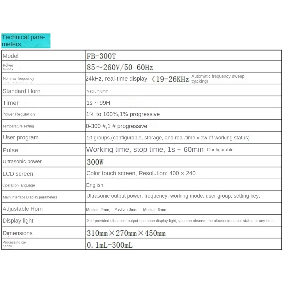 FB-300T Ультразвуковой процессор для разрушения ячеек мощностью 300 Вт CE ISO 0 1-300 мл