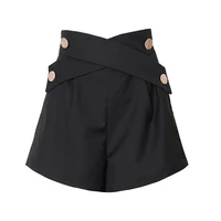 spring summer new womens shorts temperament solid color casual bottoms high waist a line suit wide leg shorts female trend