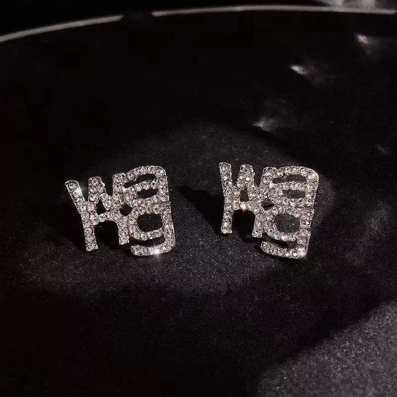 

New in Trend Simple Personality Fashion Jewelry Set Rhinestone Ladies Letter Wang Atmosphere Earrings earrings christmas cheap i