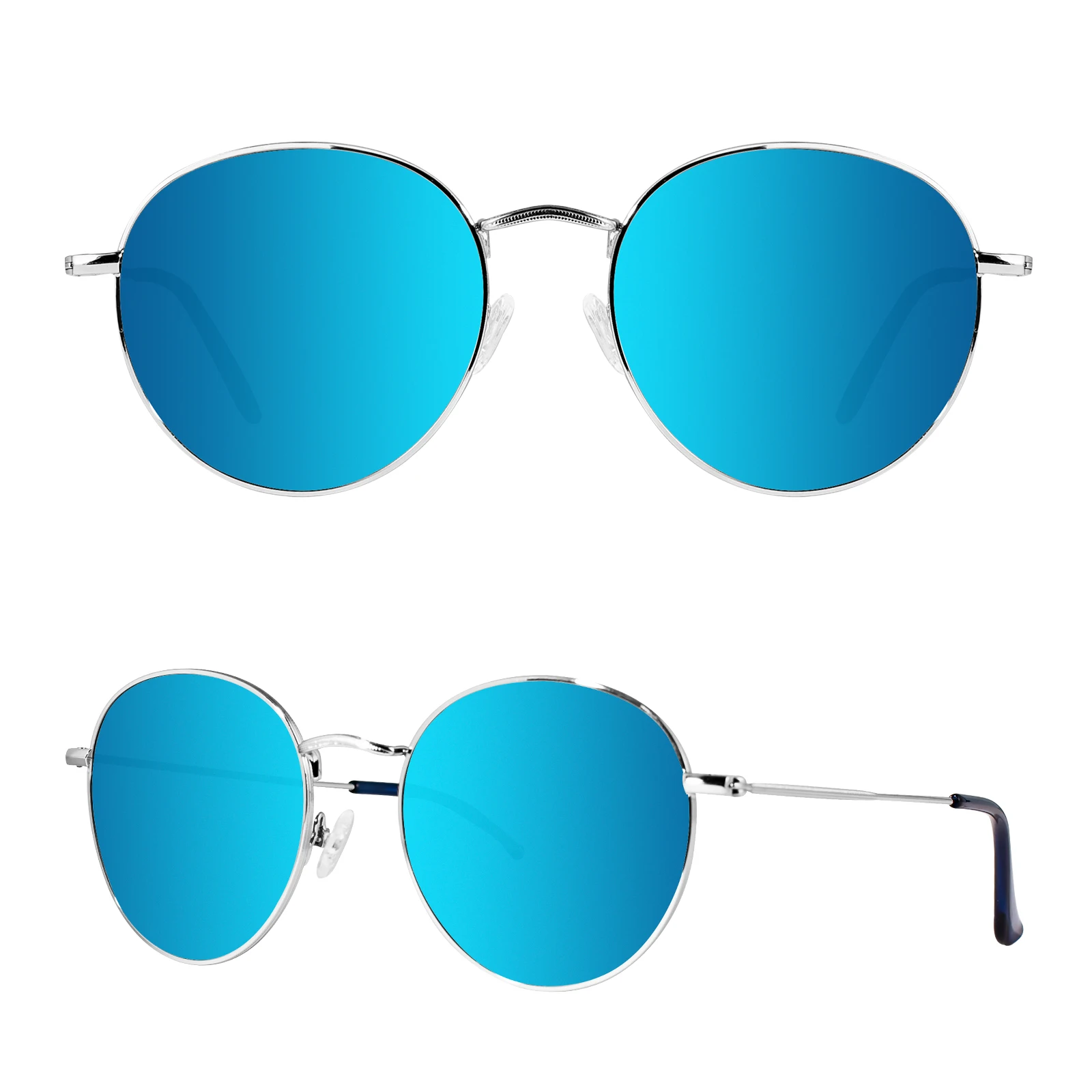 

MAXJULI Round Metal Frame Polarized Sunglasses for Big Heads Men Women Retro UV400 Protection Sun Glasses 8202