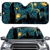 oil painting art night sky design durable car accessories windshield sun shade for car heat reflector universal car windshield
