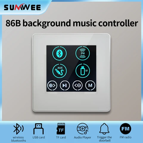 86B 4-канальный настенный аудио-усилитель с Bluetooth, фоновая музыка, сенсорный ключ, плеер, домашний кинотеатр, стереоконтроллер с поддержкой USB TF