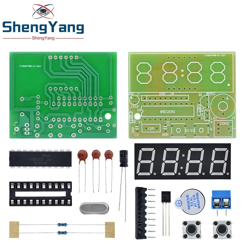 Цифровые 4-битные электронные часы TZT AT89C2051, набор для самостоятельной сборки, набор для обучения Arduino