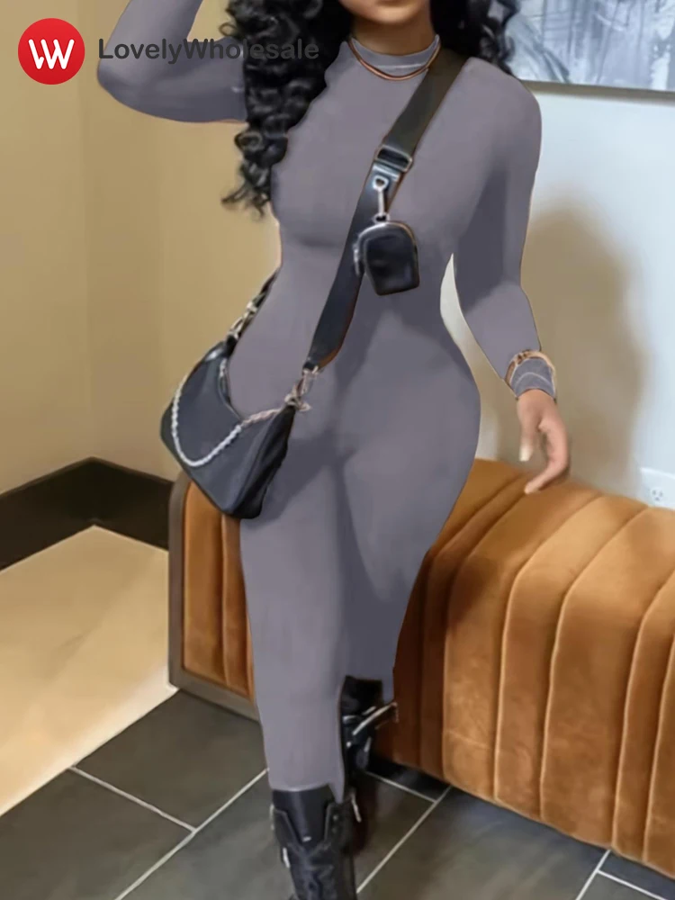 LW осенне-зимний комбинезон с круглым вырезом женский повседневный длинными