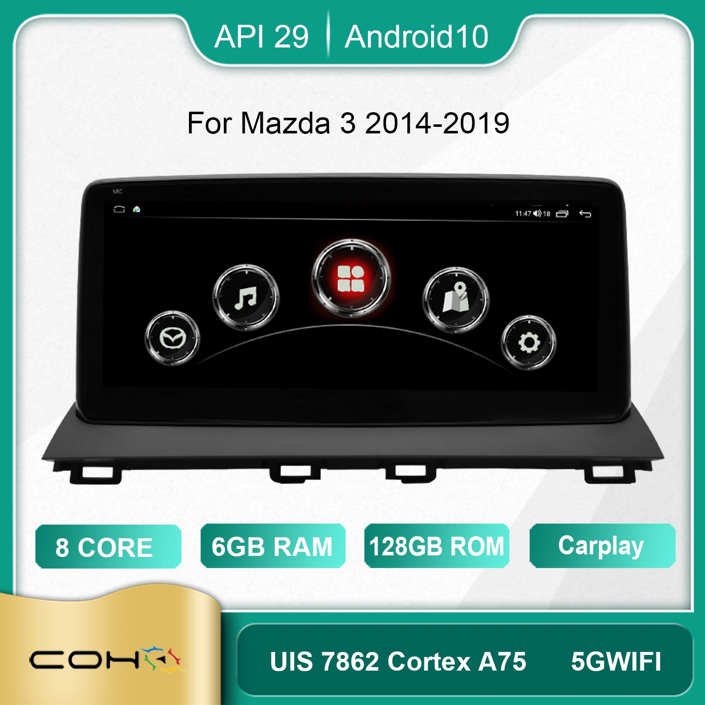 $460.70 For Mazda 3 2014-2019 10.25'' 12.3'' Android 10.0 Octa Core 1920*720 6+128G Gps Autoradio Car Multimedia Player