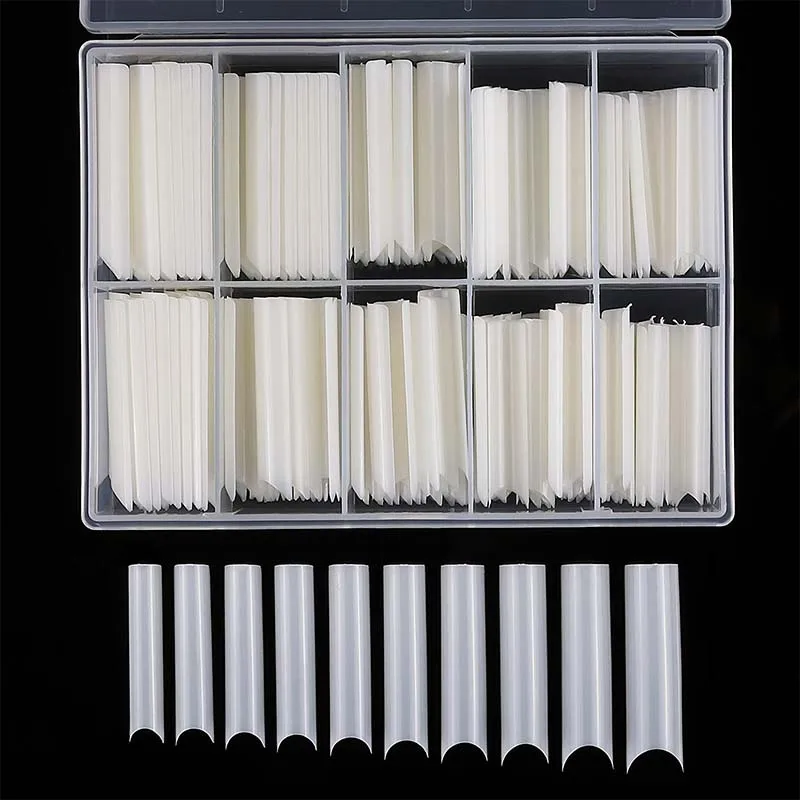 

Fake Nail Tips Kits Accessories Supplier 200PCS/Box Long Size U Model Curve Acrylic Nails Tip Set