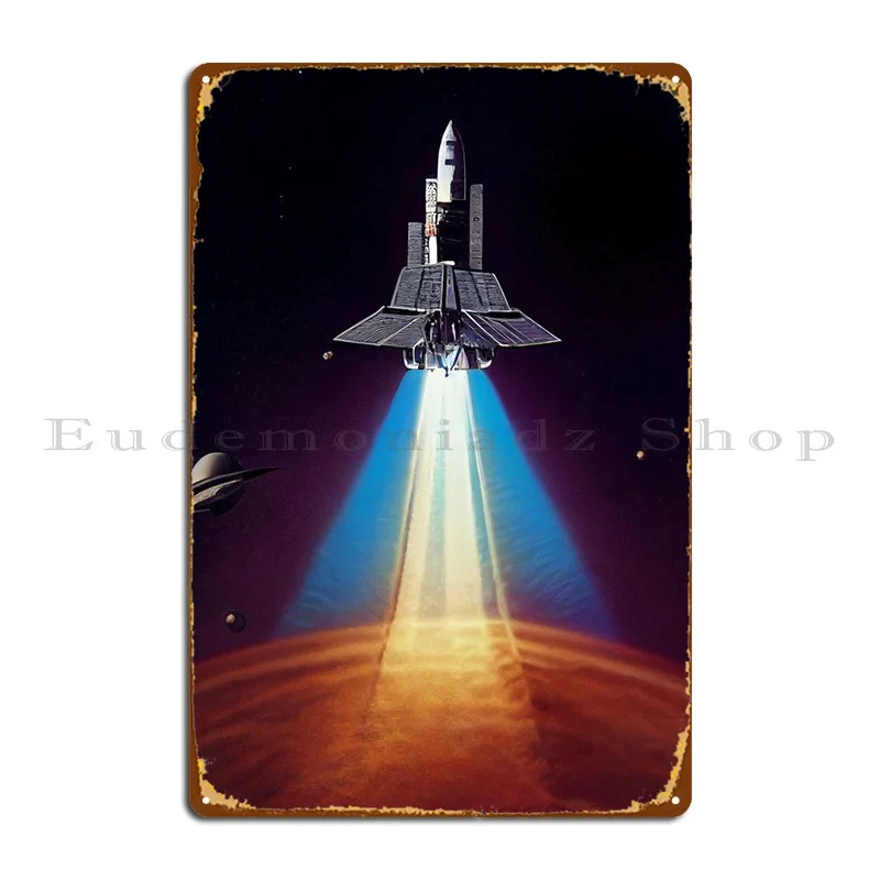 

Spaceship Spacecraft Metal Plaque Wall Mural Retro Garage Design Club Bar Tin Sign Poster