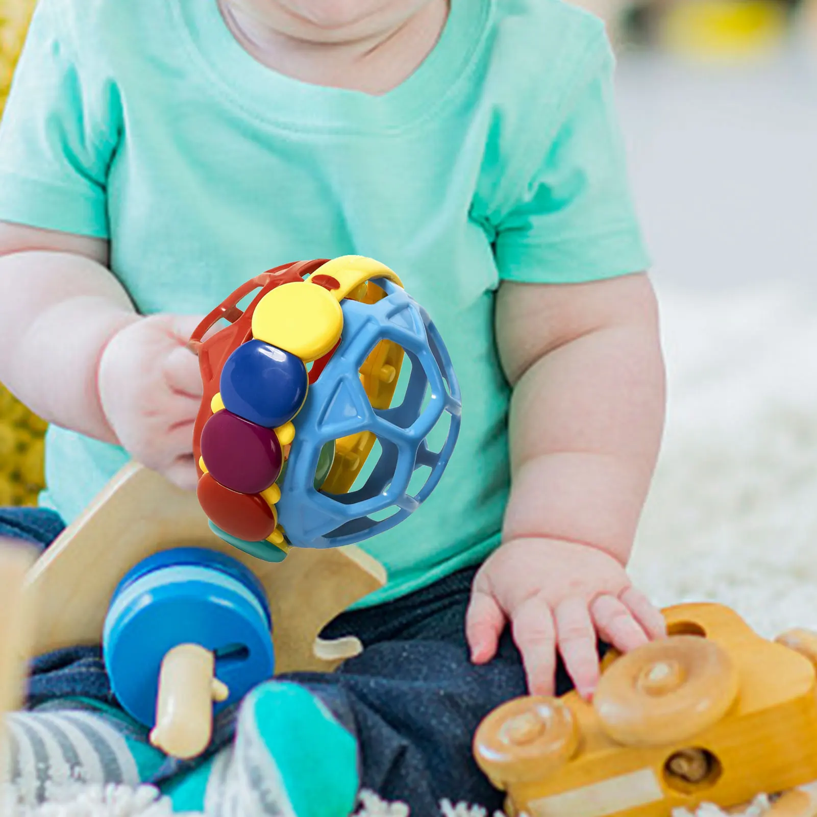 

Rattle Balls For Babies Easy-Grasp Rattles Toy Climb Learning Toys For Baby 0-12 Months Visual Sensory Training Soft Teether