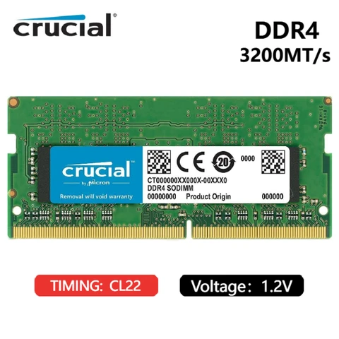 Оперативная память Crucial 8 Гб одноранговая DDR4 3200 МГц (PC4-25600) CL22 SR X8 без буферизации SODIMM 260-Pin 16 ГБ 32 ГБ память для ноутбука