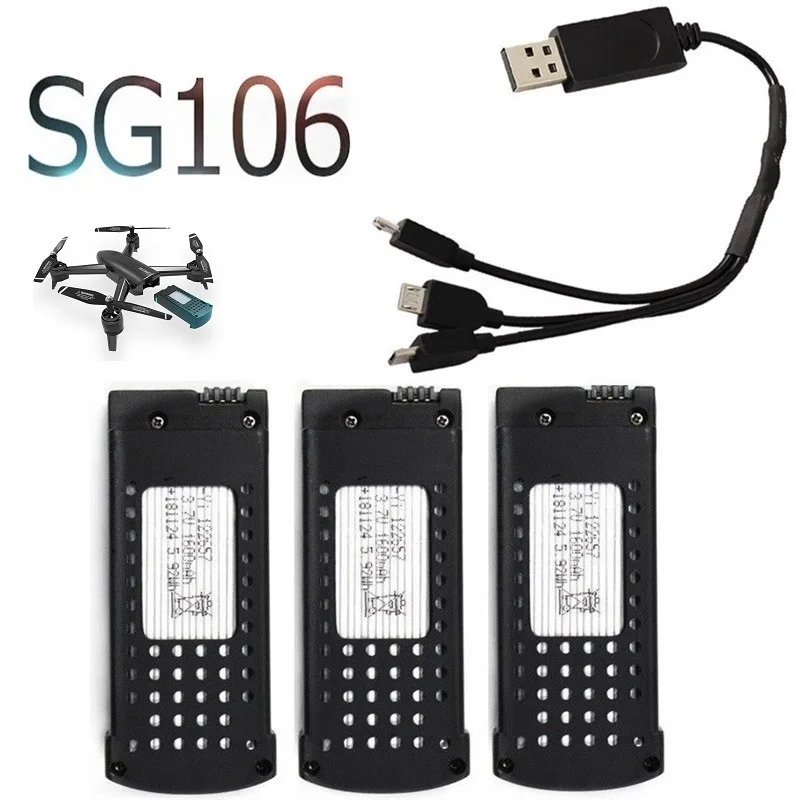 (3-в-1) 3,7 V 1600mAh Lipo зарядное устройство для SG106 RC вертолет Дрон Квадрокоптер запасные части 3,7 v перезаряжаемая батарея