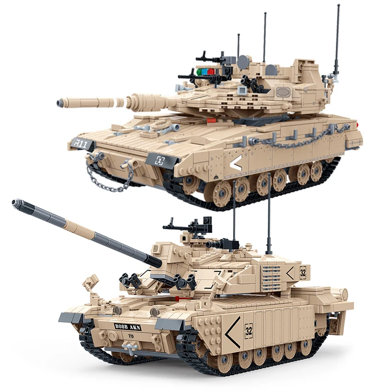 

1540PCS Military Tank Merkava MBT Main Battle Tank Model Soldier Police Building Blocks WW2 Bricks Army Kids Children