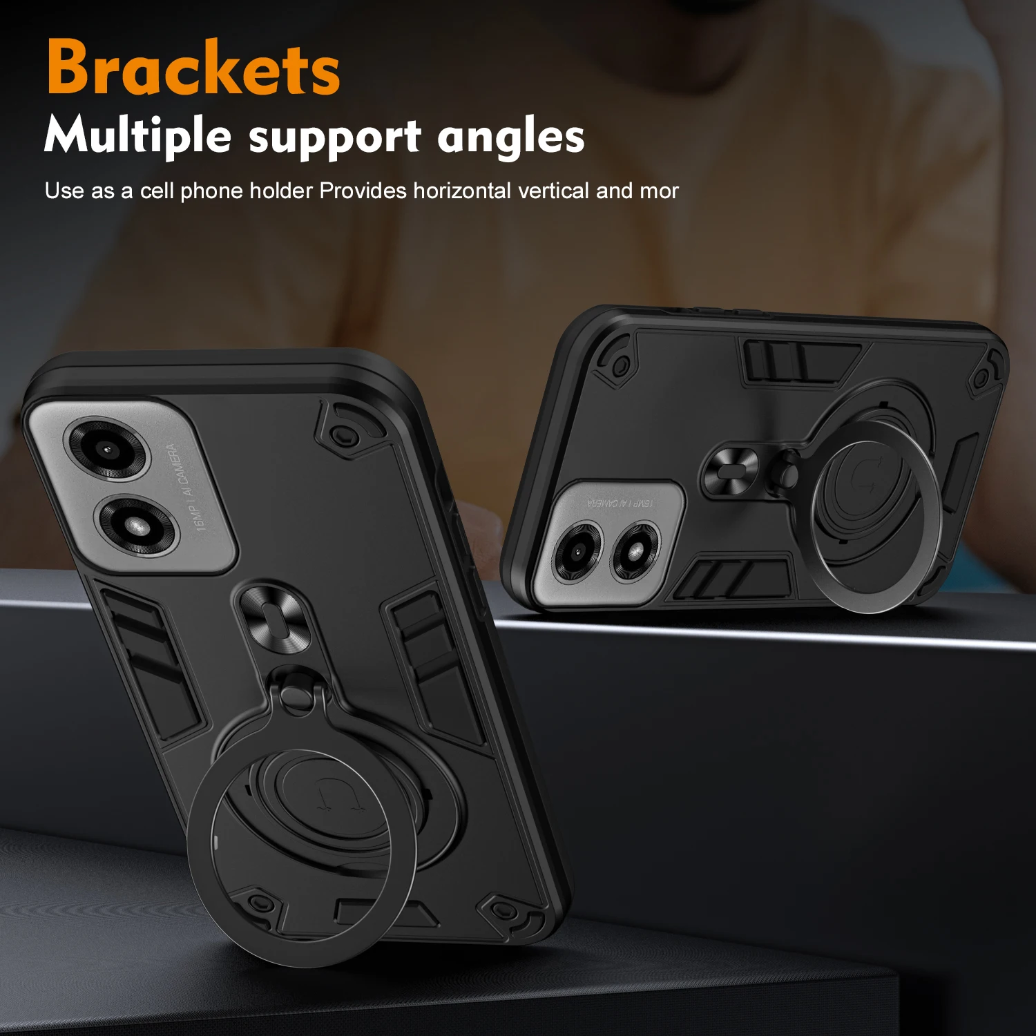 Бронированный чехол для Motorola Moto G04 G04s G24 автомобильное крепление магнитный