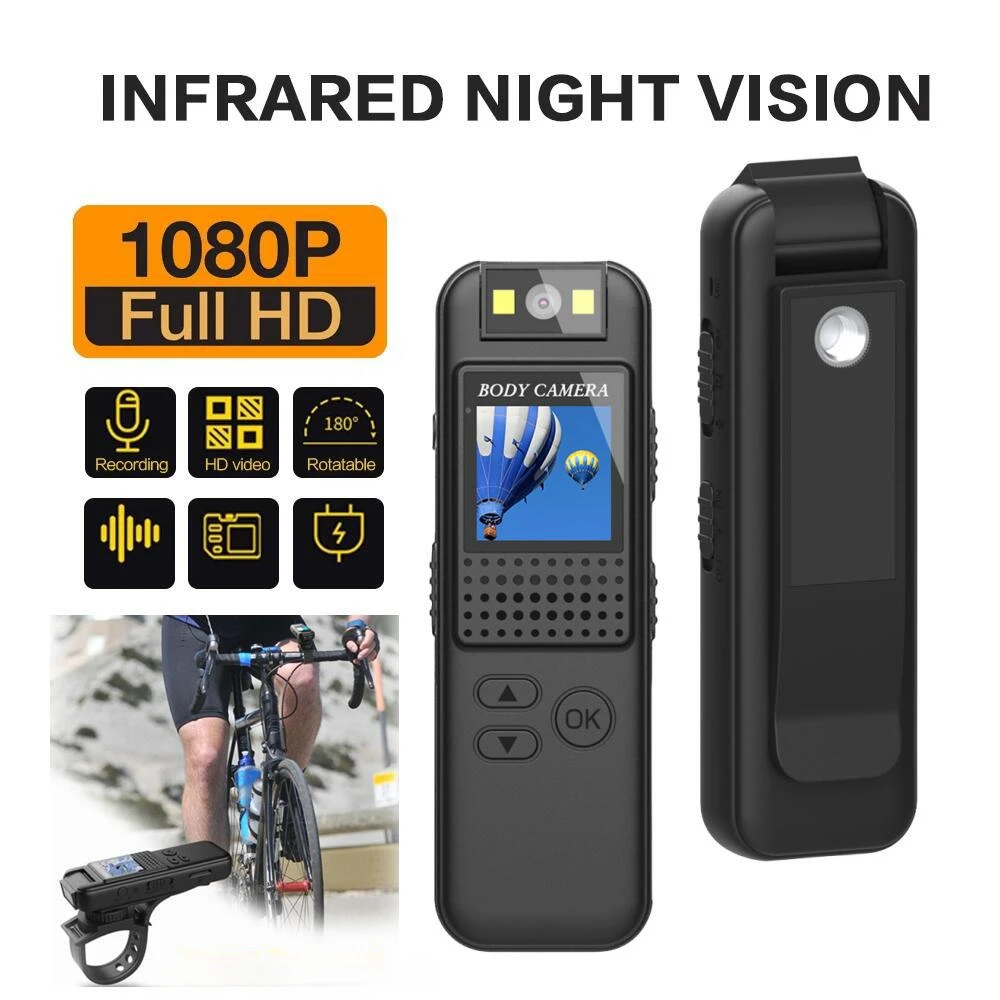 

1080P HD Mini Camera Police Law Enforcement Recorder 180° Rotating Bike Camera Sports DV Car DVR Outdoor Night Vision Small Cam