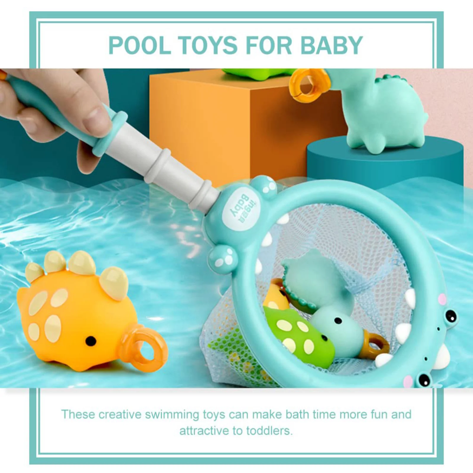 

Animal Bath Toys Fishing Pool Toys Game For Kids Floating Bathtub Toy With Fishing Rod And Net Fun Bathtub Bathroom Pool Bath