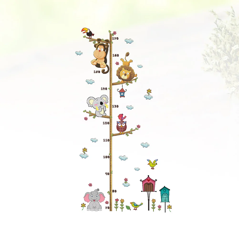 

1PC Peel and Stick Creative DIY Cartoon Zoo Animals Height Measure Wallpaper Wall Sticker Wall Decals