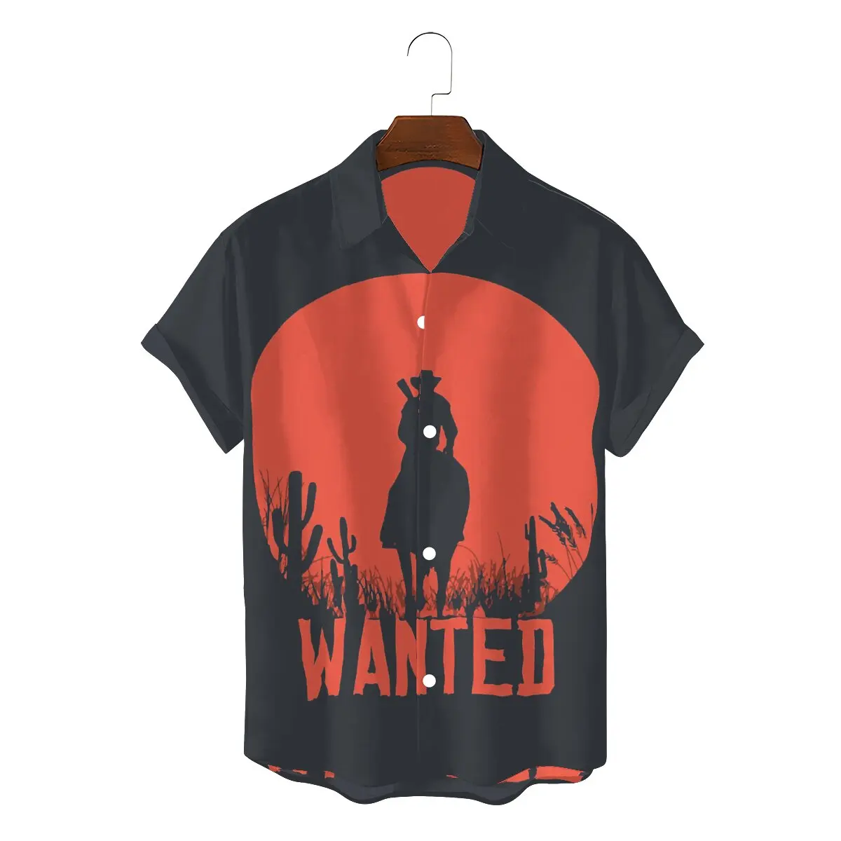 

Red Dead Redemption Creative Hawaii Shirt for Men Wanted Essential Square Neck 3D Shirt Hip Hop Gift Clothes Streetwear