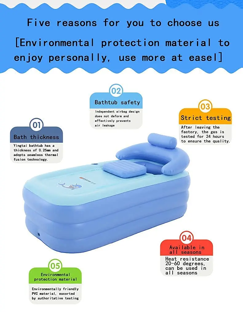 

Independent inflatable bathtub, adult PVC folding portable inflatable bathtub, fast inflatable bathtub, spa, hot water shower, s