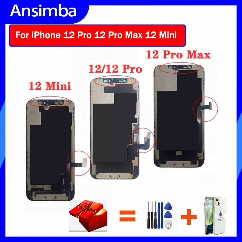 

Incell OLED Display For iPhone 12 Pro 12 Pro Max 12 Mini Touch Screen Digitizer Assembly Replacement Parts Accessories