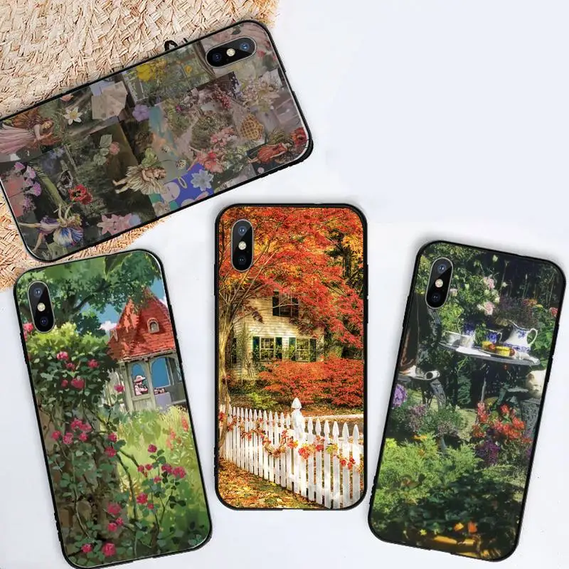 

Cottagecore Flowers landscape Phone Case For iphone 12 11 13 7 8 6 s plus x xs xr pro max mini