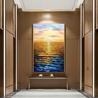 entrance decorative hand painted oil painting sea view corridor wall hanging modern minimalist aisle mural vertical atmosphere