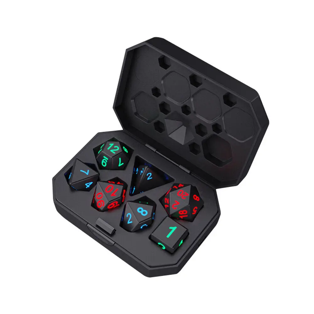 

7PCS DND Dice Rechargeable with Charging Box LED Electronic Polyhedral Dice AU