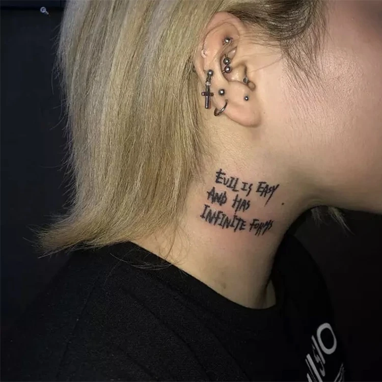 

Водостойкая Временная тату-наклейка, Английский алфавит, дизайн тела, искусственная татуировка, флэш-татуировка на шею, женский и мужской