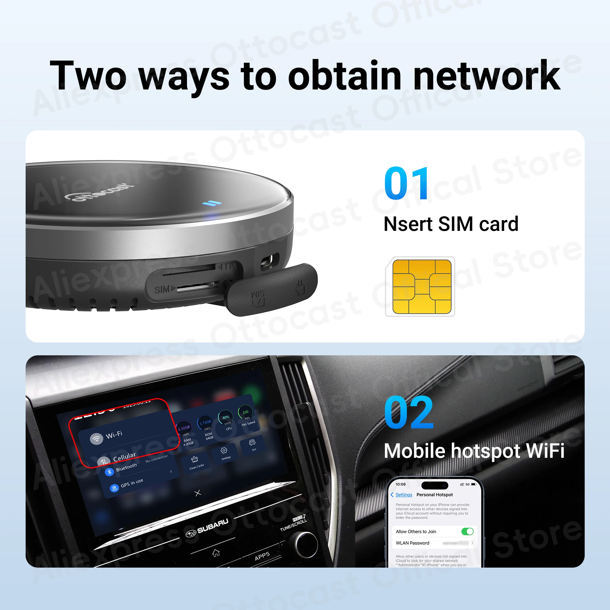 OTTOCAST OttoAiBox P3 Lite 4 + 64G Wireless Android AI Box CarPlay для VW Chervolet Skoda Youtuber Tik Tok Автомобильные