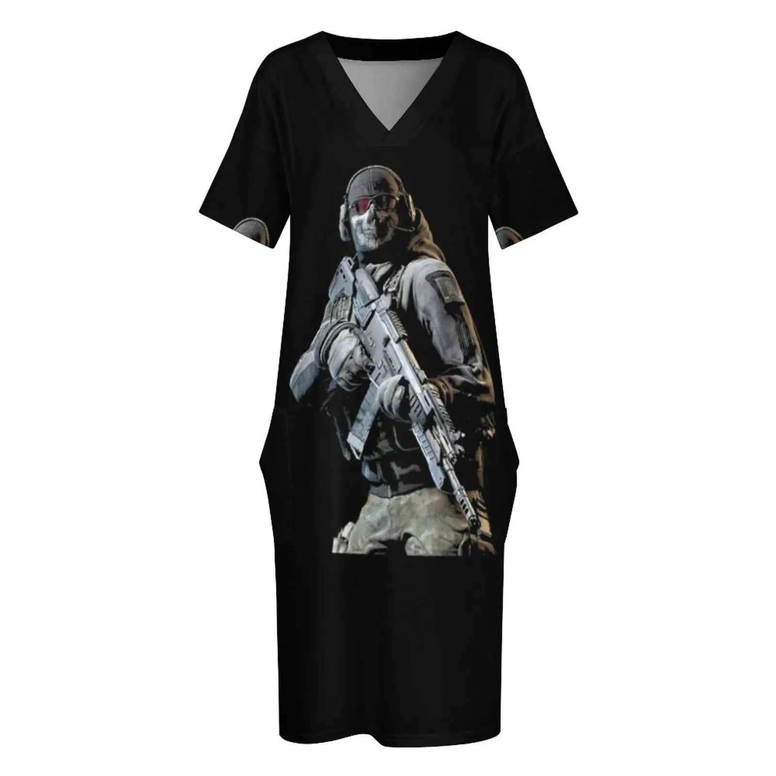 Ghost Solider- Warzone Свободные карманные платья с длинными рукавами пляжная одежда для