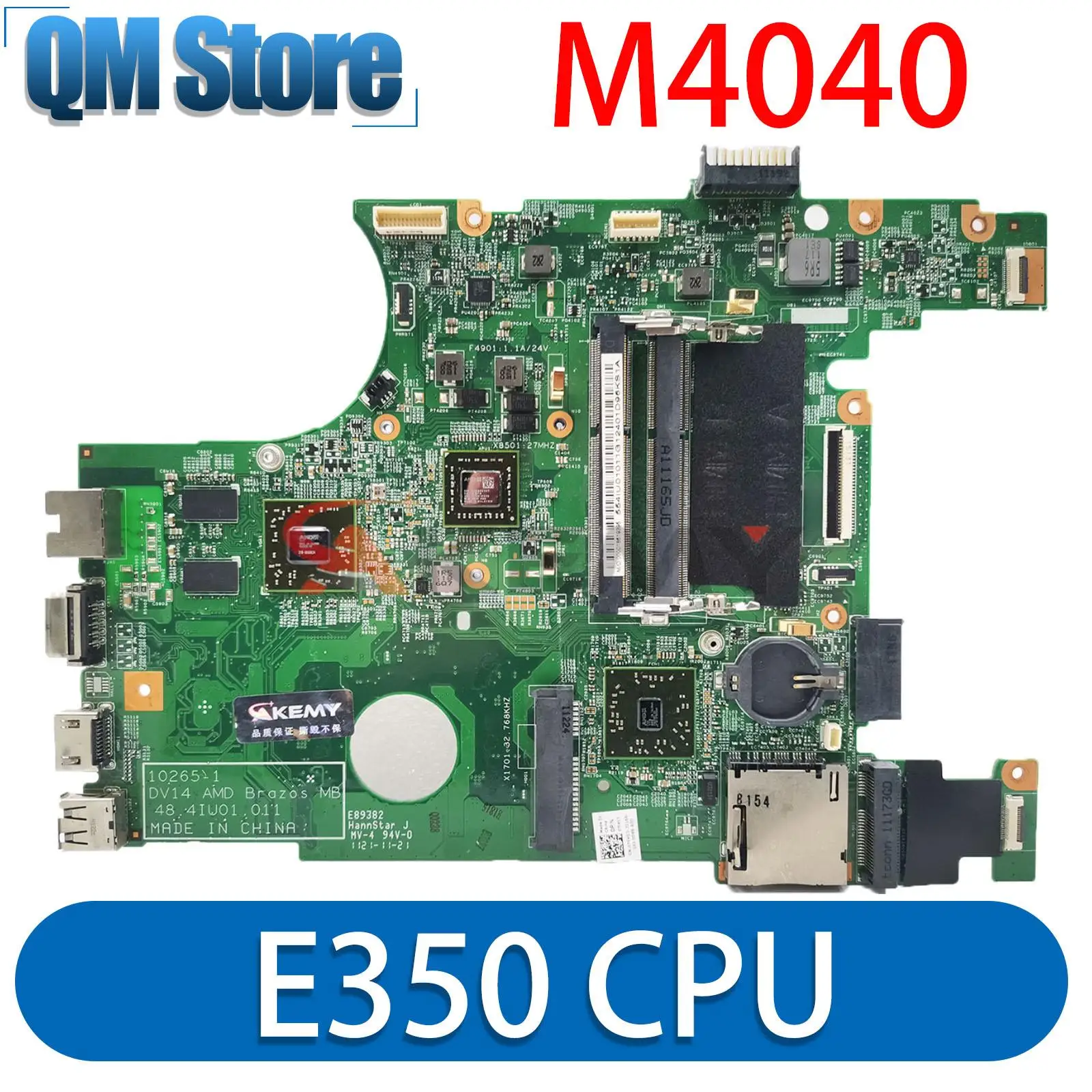 

For Dell Inspiron M4040 Laptop Motherboard CN-0TFH13 0TFH13 MAIN BOARD E350 CPU HD6310M GPU 100% testing ok