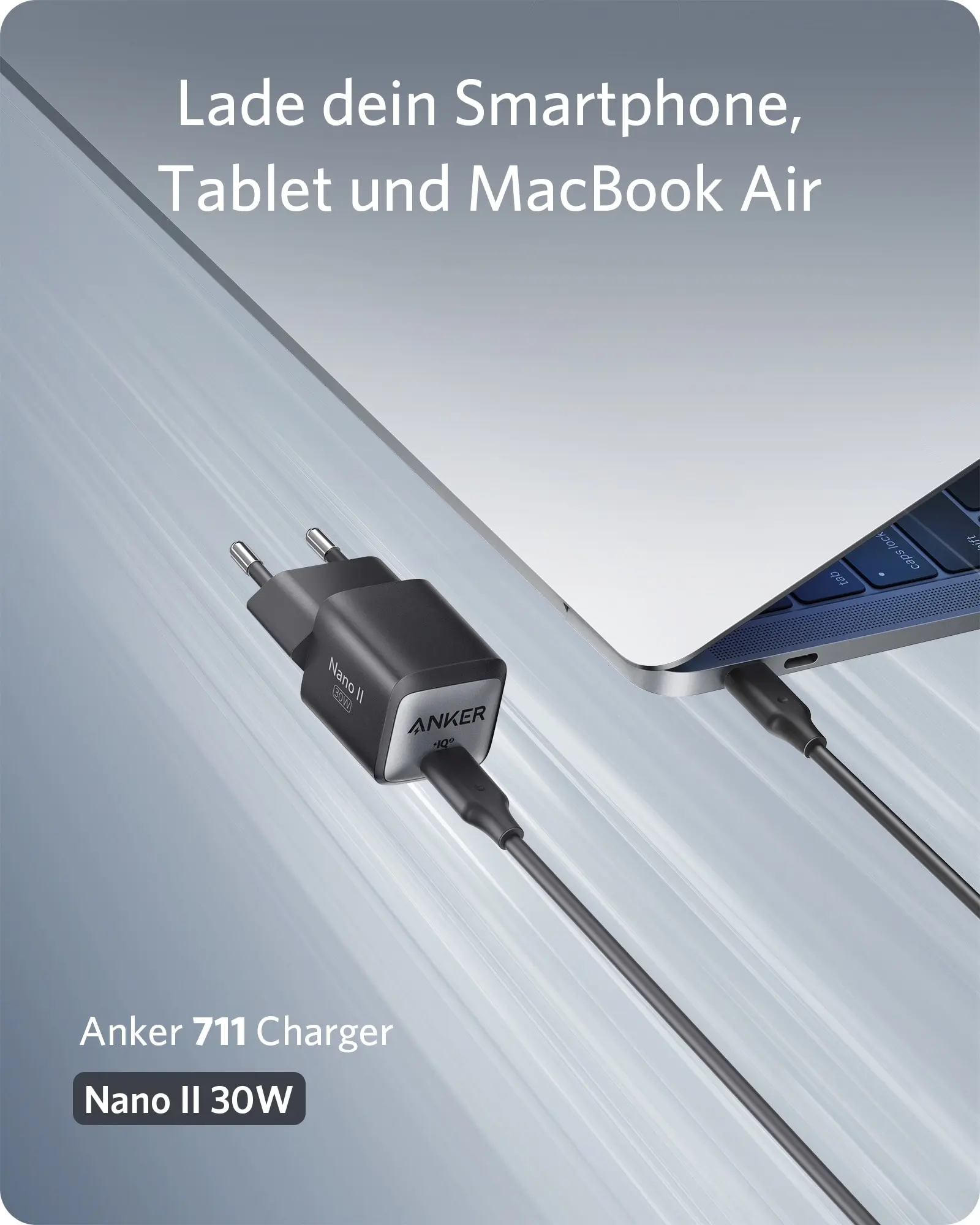 Зарядное устройство Anker компактное с USB-портами и поддержкой быстрой зарядки 30 Вт