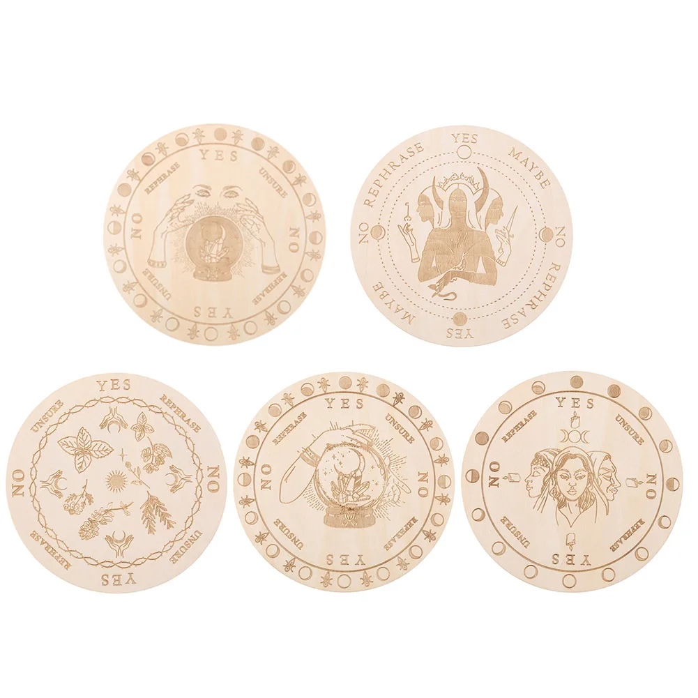 

Wooden Pendulum Board Metaphysical Altar Coasters Wall Sign Decor Slice Wood Base Divination Energy Carven Plate