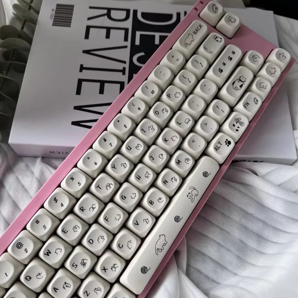 Молочно-белый набор клавиатур PBT MOA 127 клавиш Kitten милый для Cherry Gateron MX
