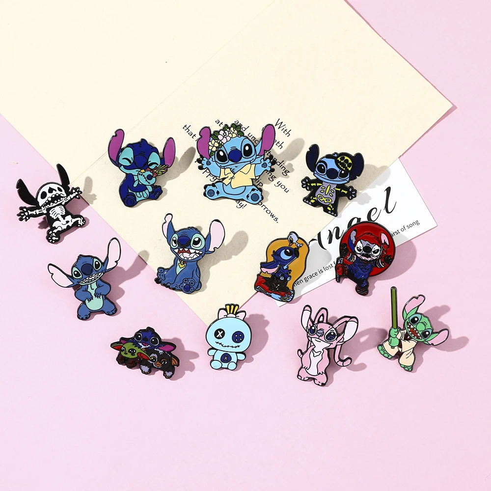 Эмалированные значки Лило и Ститч мультяшный Стич Значки для рюкзака броши Disney