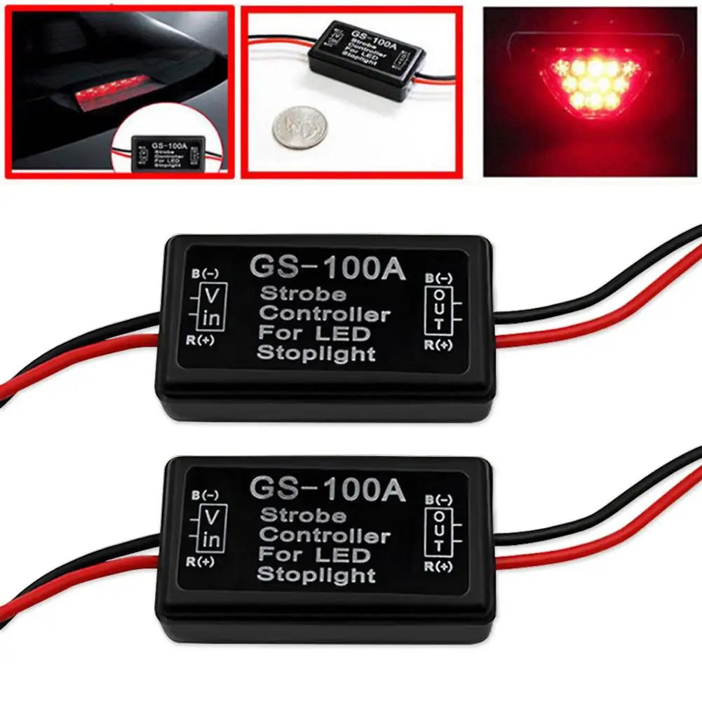 

2PCS Of Flasher Brake Light Motorcycle Tail Light Strobe GS-100A For Cars Trucks Motorcycles Tail Stop Lamp Module Controller