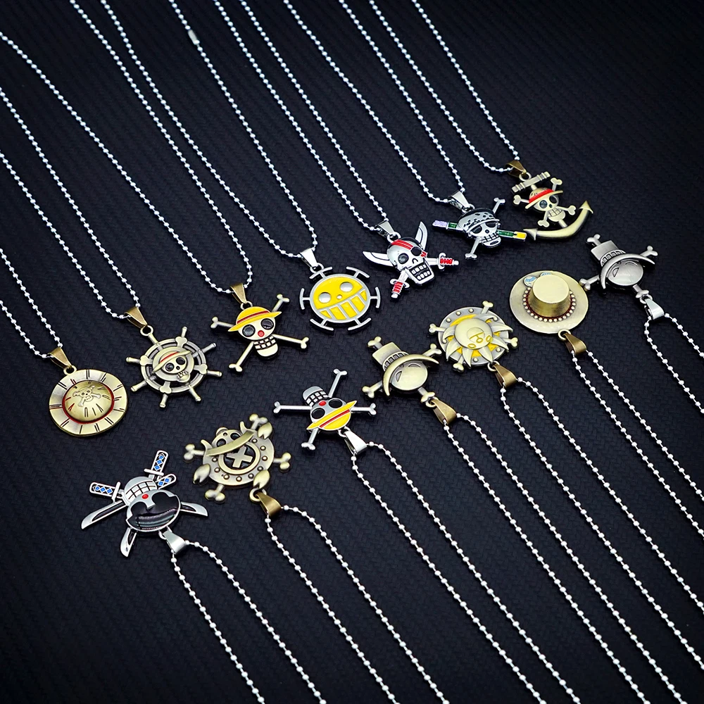 

Anime Necklace for Women Men Luffy Zoro Ace Shanks Law Metal Necklaces one piece Jewelry Pendant Chains Choker Collares Gift