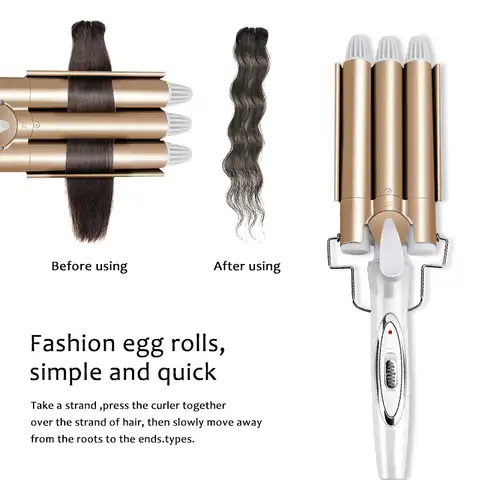 Щипцы для завивки волос профессиональные, утюжок с тремя керамическими валиками, стайлер для завивки волос, инструменты для стайлинга