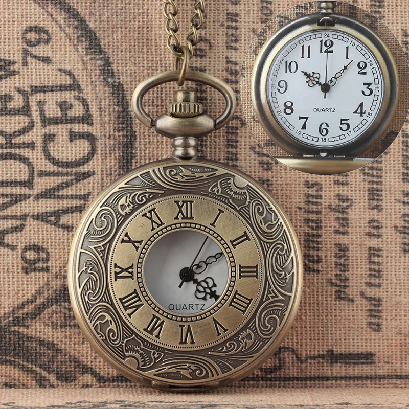 

Большие кварцевые римские цифровые карманные часы ретро с откидной крышкой бронзовые ретро студенческие ностальгические цифровые часы дл...
