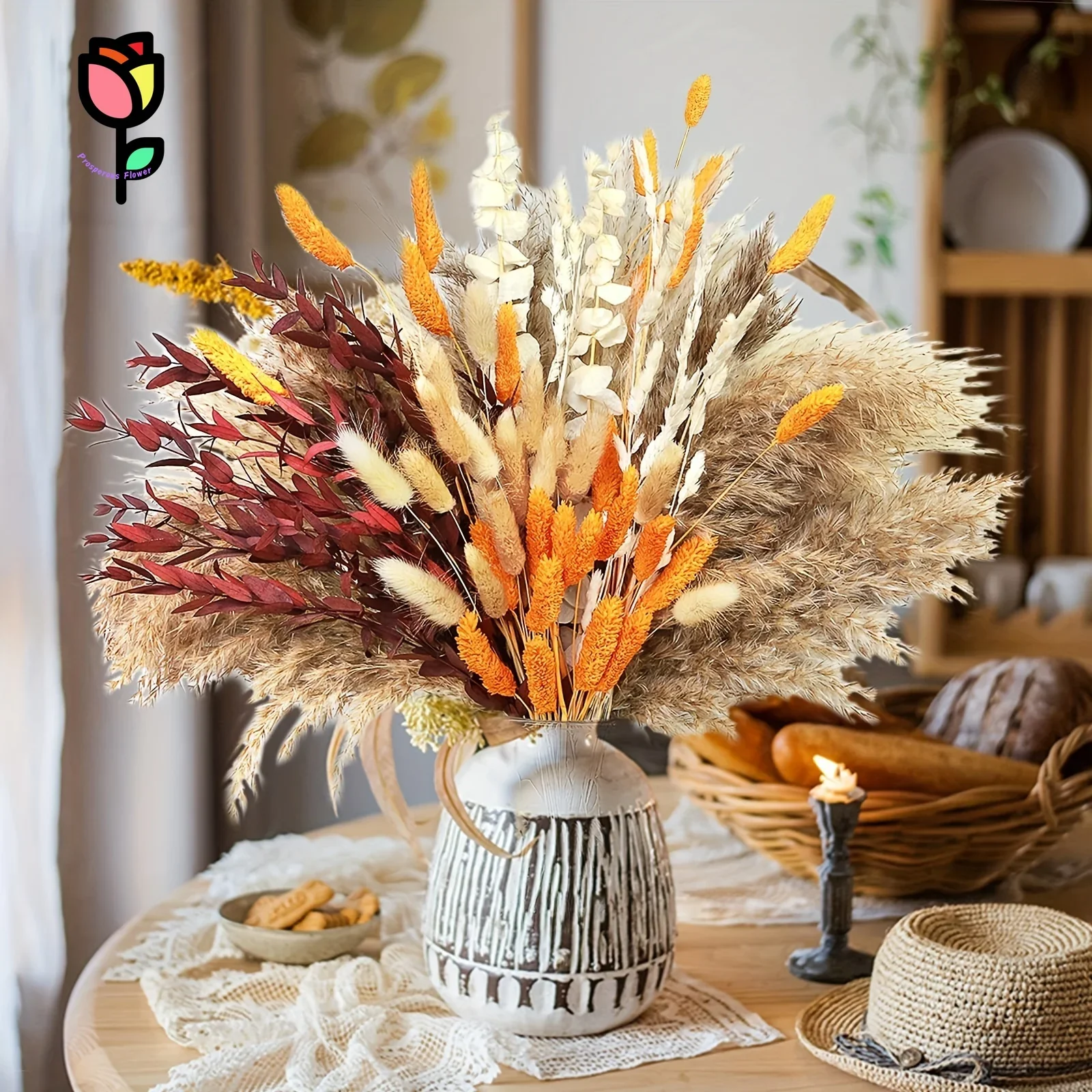 

100pcs Dried Flowers Pampas Grass Bouquets Boho Home Party Decor Natural Preserved Flower Bunny Tails Wedding Floral Decoration