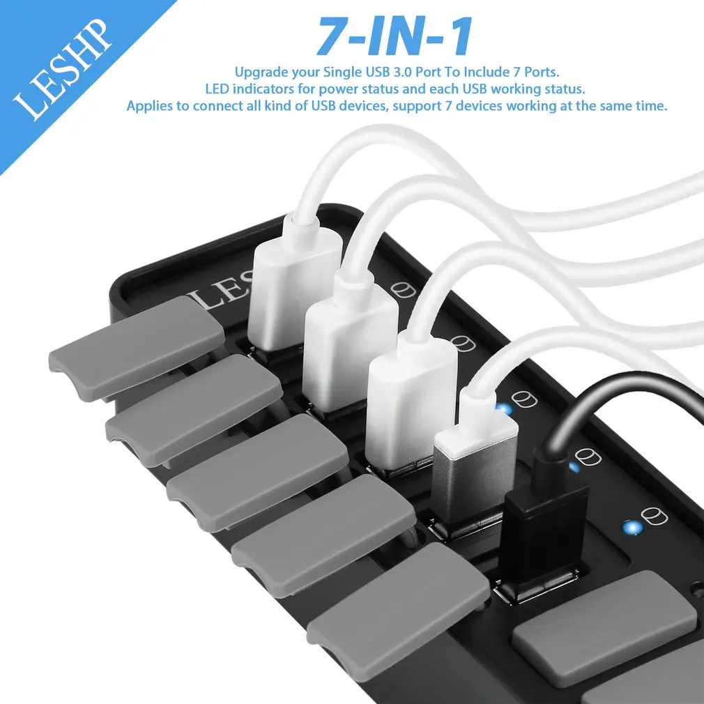 Высокоскоростной концентратор USB 3 0 10 портов 5 Гбит/с разветвитель данных со