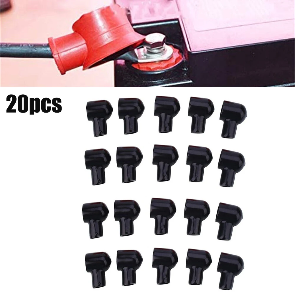 

20PCS Battery Terminal Cover Boots Insulating Rubber Skin Protective Lug Cap Black 12x20mm Car Accessories