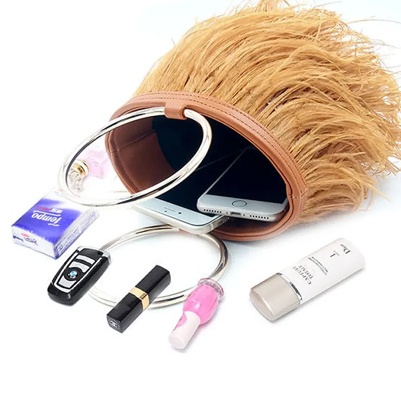 Свадебная сумка сумка-ведро со страусиными перьями для женщин роскошные модные