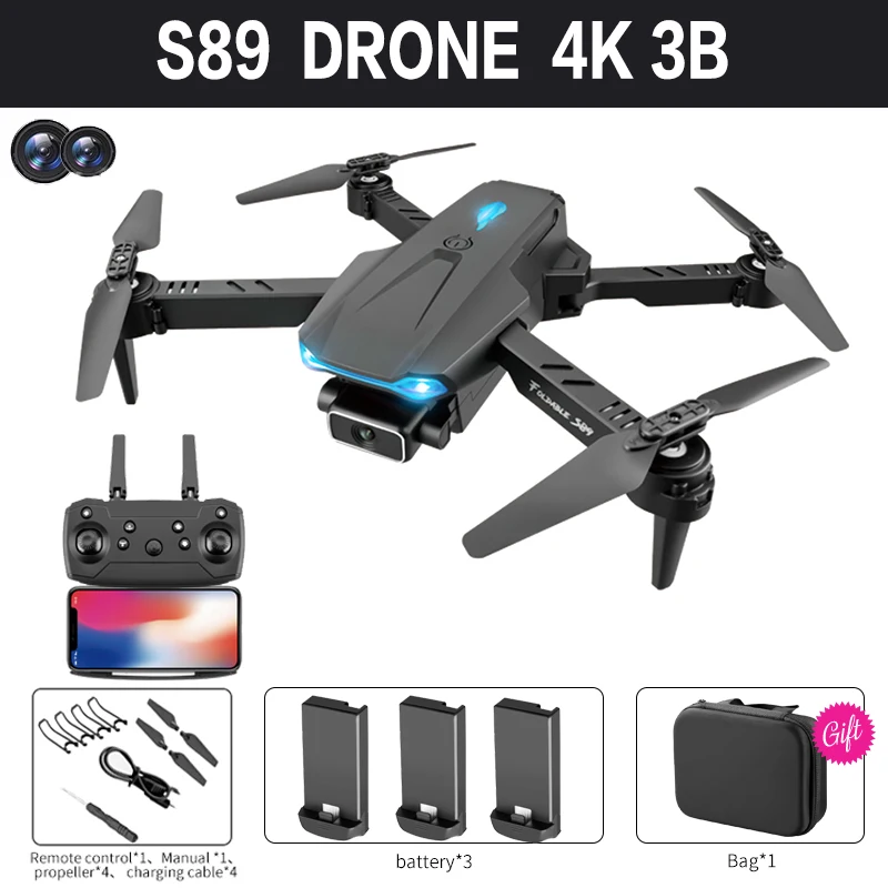

Квадрокоптер S89 pro 4k Профессиональный с HD-камерой, Wi-Fi, Fpv
