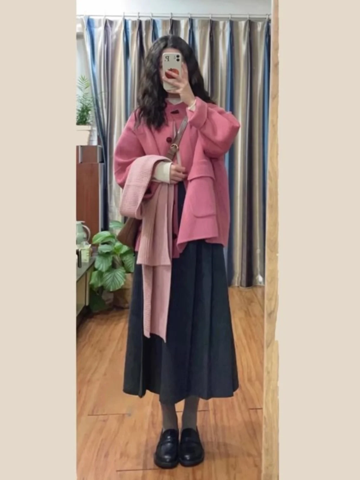 Высококачественное розовое шерстяное пальто больших размеров осенне-зимнее