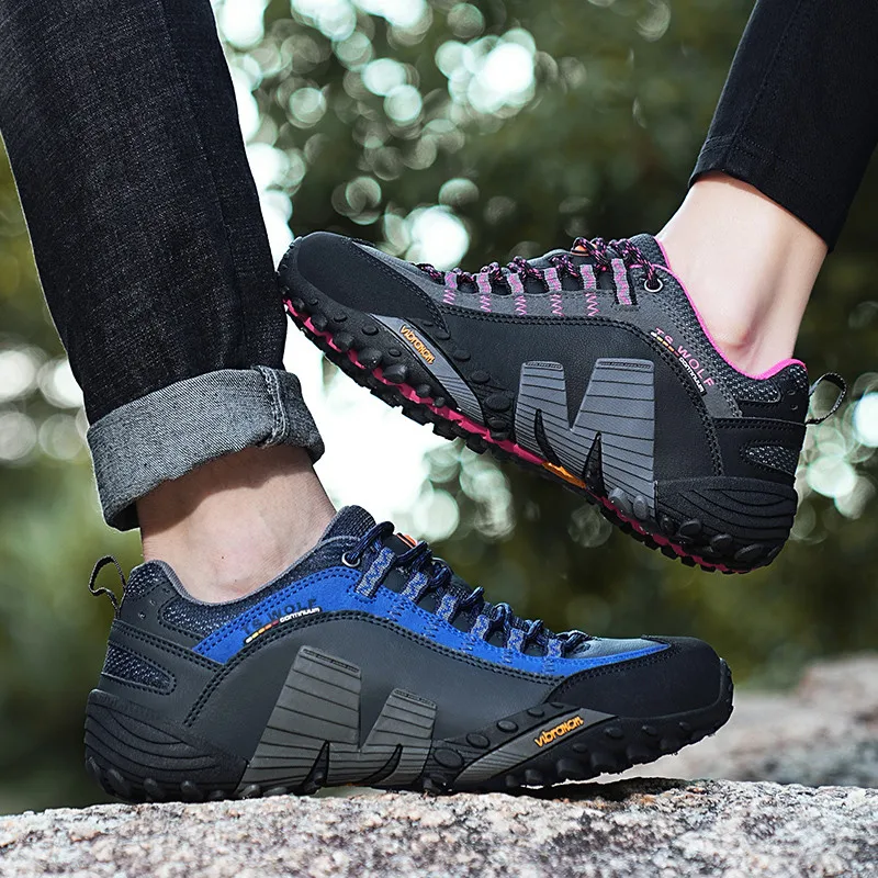 Genuine Leather Mens Hiking Shoes Outdoor Trail Trekking Sneakers Men Mountain Boots Tactical Sneakers Men Climbing Sports Shoes