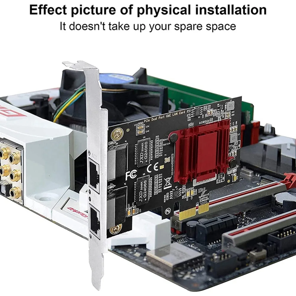 Фото Двухпортовая PCIe Gigabit сетевая карта 1000M PCI Express Ethernet адаптер для Windows/Windows Server/Linux/Freebsd /DOS №5