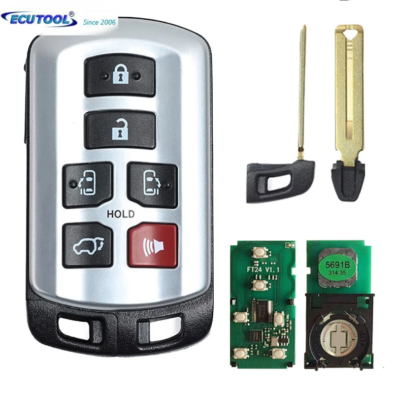 

ECUTOOL 314.3MHz 6 Buttons Aftermarket 271451-569 89904-08010 HYQ14ADR Remote Key For Toyota Sienna 2011-2019