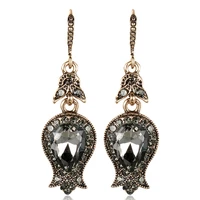 grier 2022 new fashion gray crystal long earrings for women antique gold color beach party earrings vintage jewelry girls gift