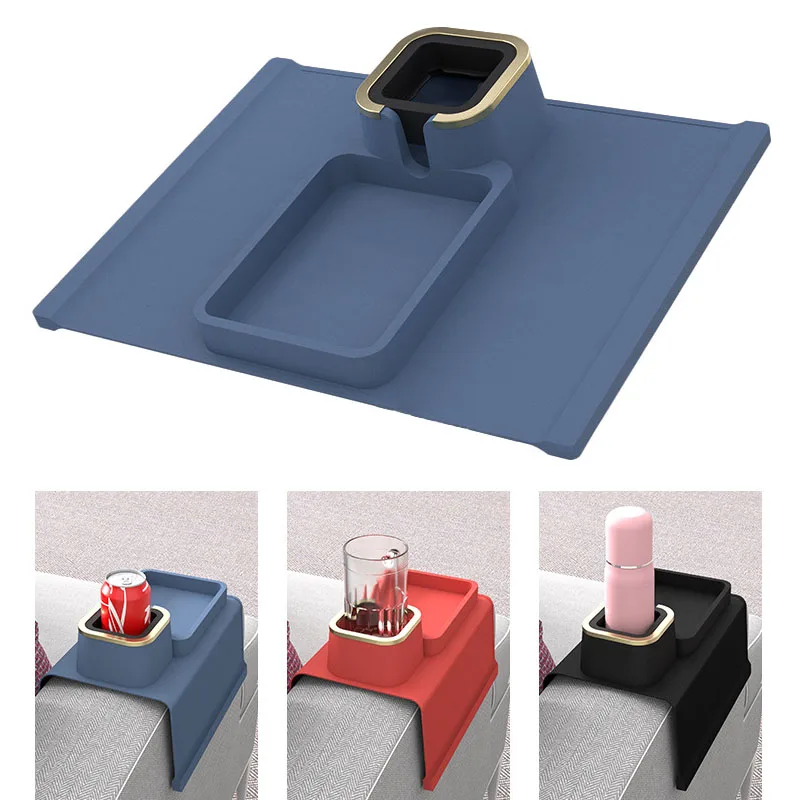 

Silicone Sofa Armrest Cup Holder Anti-Slip Sofa Tray Coaster Arm Chair Couch Recliner Remote Control Cellphone Organizer Holder